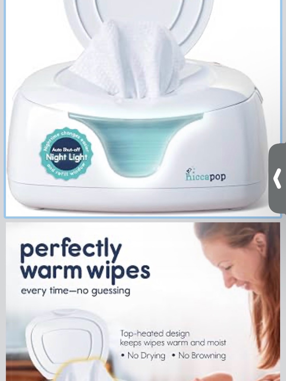 Hiccapop White Wipe Warmer with Night Light